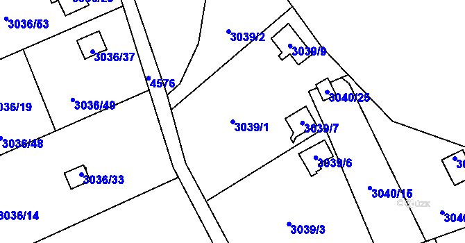 Parcela st. 3039/1 v KÚ Chotěboř, Katastrální mapa