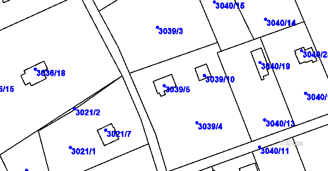 Parcela st. 3039/5 v KÚ Chotěboř, Katastrální mapa