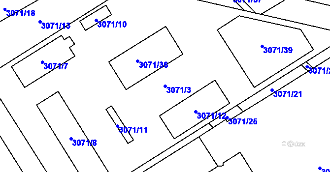Parcela st. 3071/3 v KÚ Chotěboř, Katastrální mapa