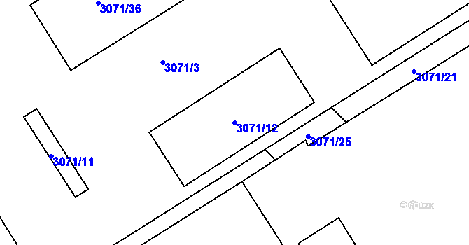 Parcela st. 3071/12 v KÚ Chotěboř, Katastrální mapa