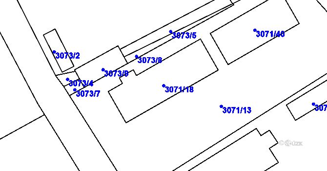 Parcela st. 3071/18 v KÚ Chotěboř, Katastrální mapa