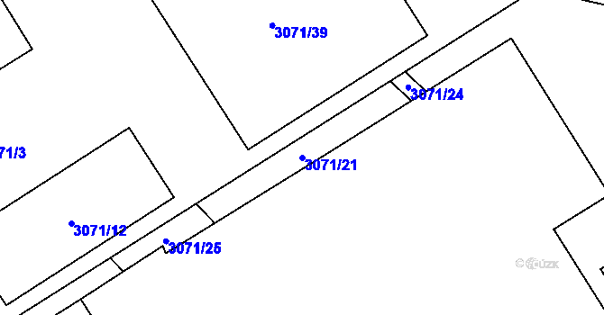 Parcela st. 3071/21 v KÚ Chotěboř, Katastrální mapa
