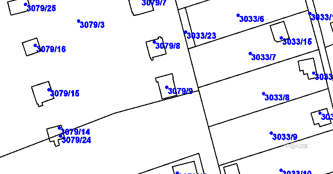 Parcela st. 3079/9 v KÚ Chotěboř, Katastrální mapa