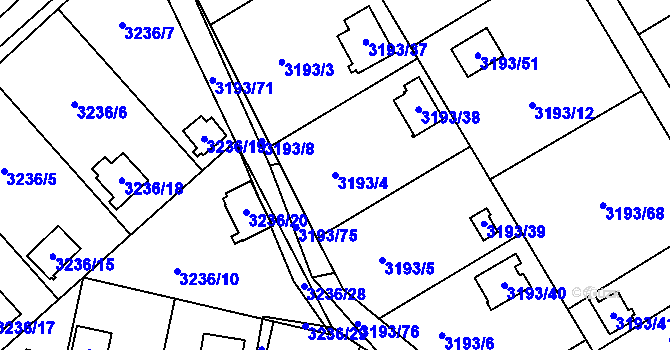Parcela st. 3193/4 v KÚ Chotěboř, Katastrální mapa