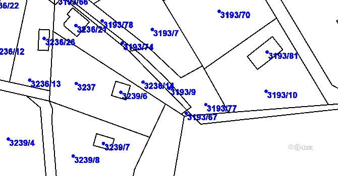 Parcela st. 3193/9 v KÚ Chotěboř, Katastrální mapa