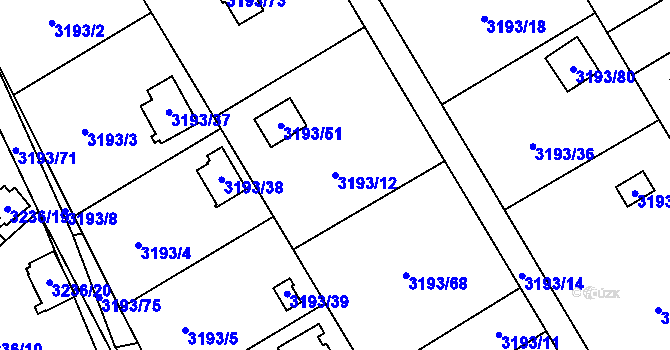 Parcela st. 3193/12 v KÚ Chotěboř, Katastrální mapa