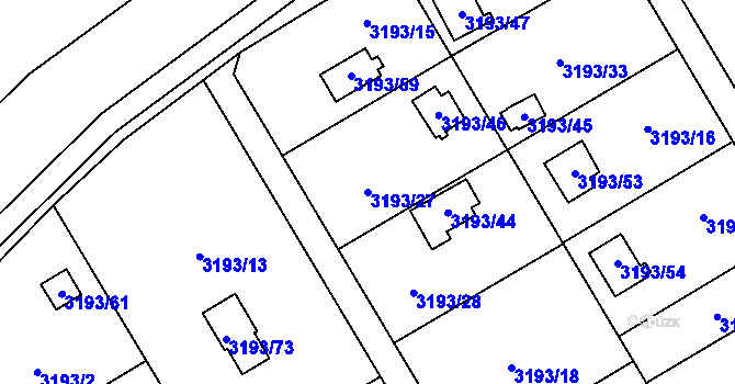 Parcela st. 3193/27 v KÚ Chotěboř, Katastrální mapa