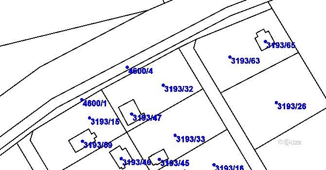 Parcela st. 3193/32 v KÚ Chotěboř, Katastrální mapa