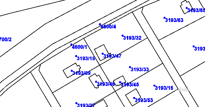 Parcela st. 3193/47 v KÚ Chotěboř, Katastrální mapa
