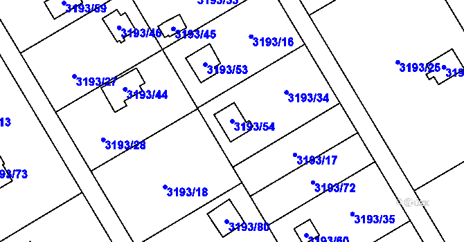 Parcela st. 3193/54 v KÚ Chotěboř, Katastrální mapa