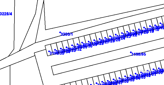 Parcela st. 3198/29 v KÚ Chotěboř, Katastrální mapa