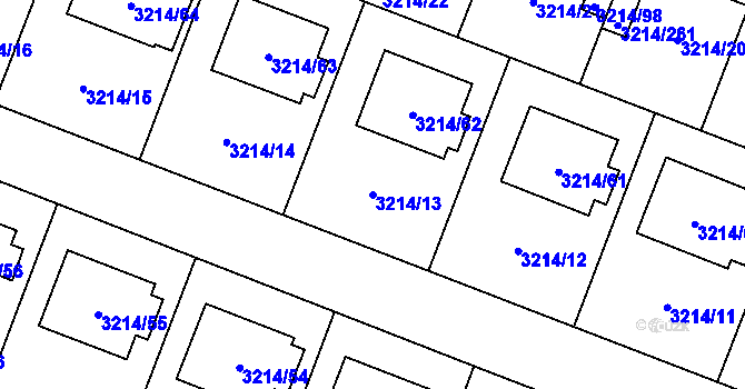 Parcela st. 3214/13 v KÚ Chotěboř, Katastrální mapa