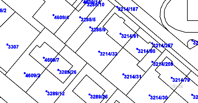 Parcela st. 3214/32 v KÚ Chotěboř, Katastrální mapa