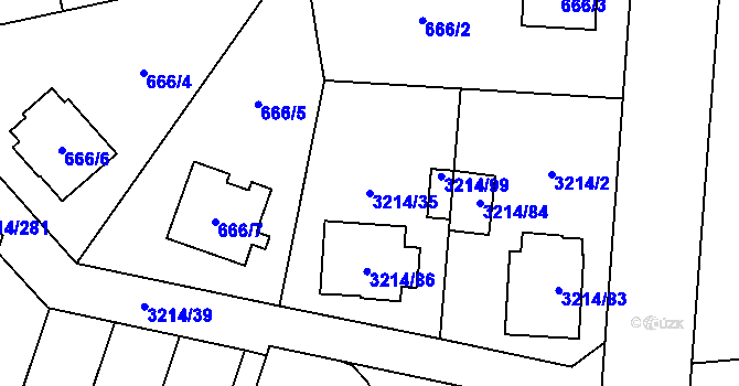 Parcela st. 3214/35 v KÚ Chotěboř, Katastrální mapa
