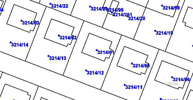 Parcela st. 3214/61 v KÚ Chotěboř, Katastrální mapa