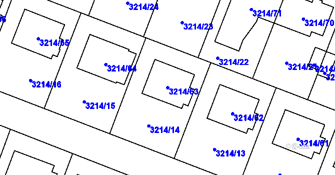 Parcela st. 3214/63 v KÚ Chotěboř, Katastrální mapa