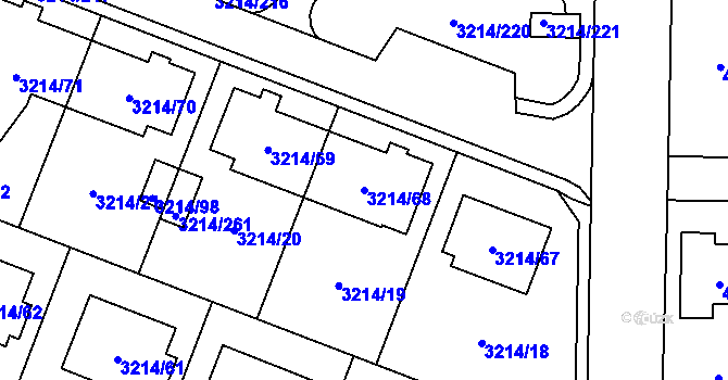 Parcela st. 3214/68 v KÚ Chotěboř, Katastrální mapa