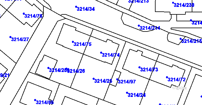 Parcela st. 3214/74 v KÚ Chotěboř, Katastrální mapa