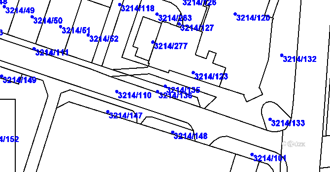 Parcela st. 3214/135 v KÚ Chotěboř, Katastrální mapa