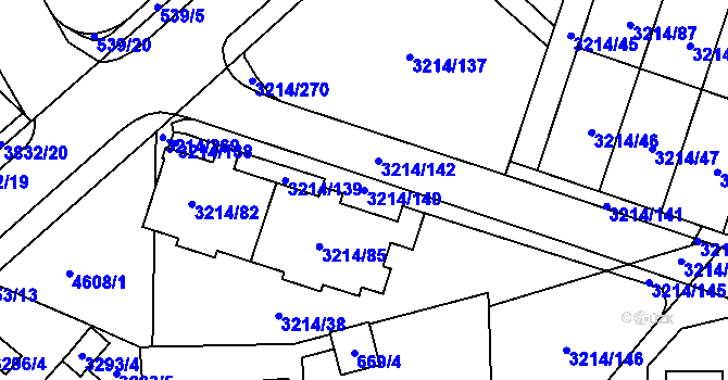 Parcela st. 3214/140 v KÚ Chotěboř, Katastrální mapa