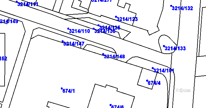 Parcela st. 3214/148 v KÚ Chotěboř, Katastrální mapa