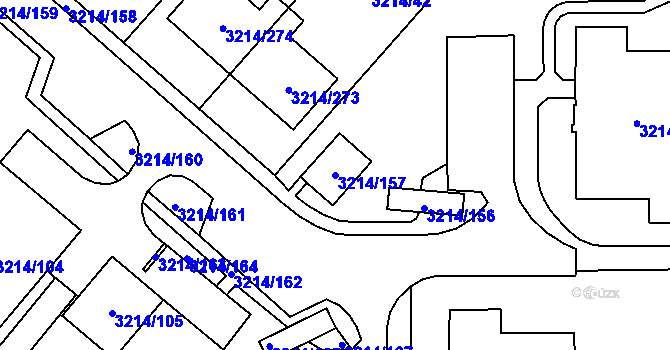 Parcela st. 3214/157 v KÚ Chotěboř, Katastrální mapa