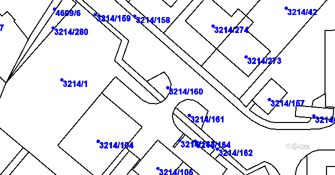 Parcela st. 3214/160 v KÚ Chotěboř, Katastrální mapa