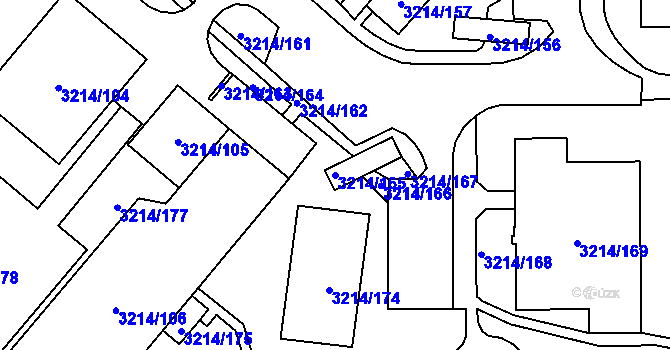 Parcela st. 3214/165 v KÚ Chotěboř, Katastrální mapa