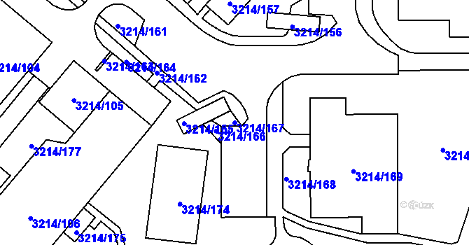 Parcela st. 3214/167 v KÚ Chotěboř, Katastrální mapa