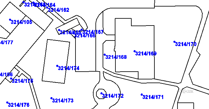 Parcela st. 3214/168 v KÚ Chotěboř, Katastrální mapa