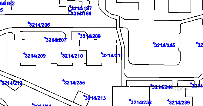 Parcela st. 3214/211 v KÚ Chotěboř, Katastrální mapa