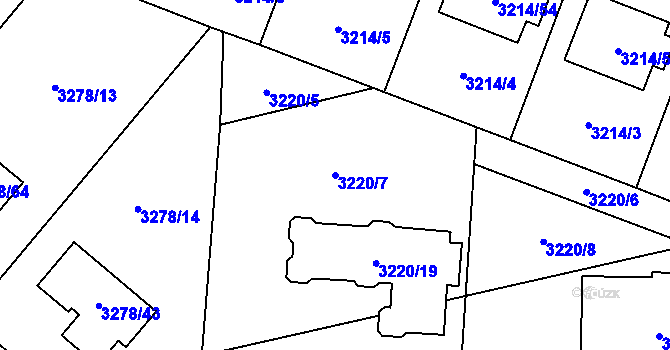 Parcela st. 3220/7 v KÚ Chotěboř, Katastrální mapa