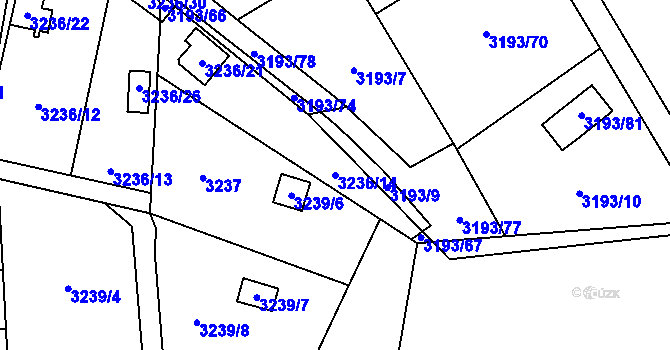 Parcela st. 3236/14 v KÚ Chotěboř, Katastrální mapa