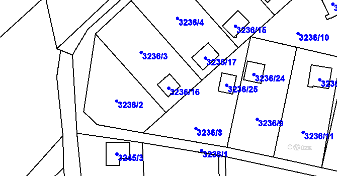 Parcela st. 3236/16 v KÚ Chotěboř, Katastrální mapa