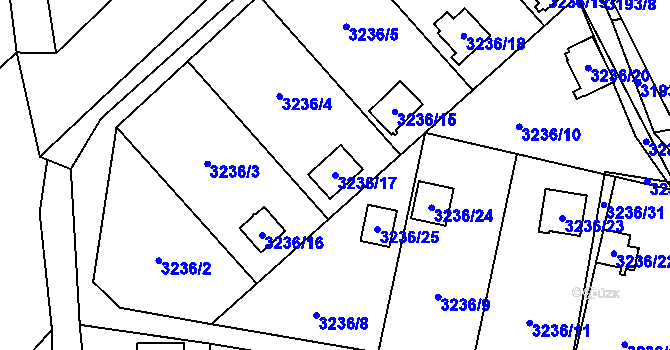 Parcela st. 3236/17 v KÚ Chotěboř, Katastrální mapa