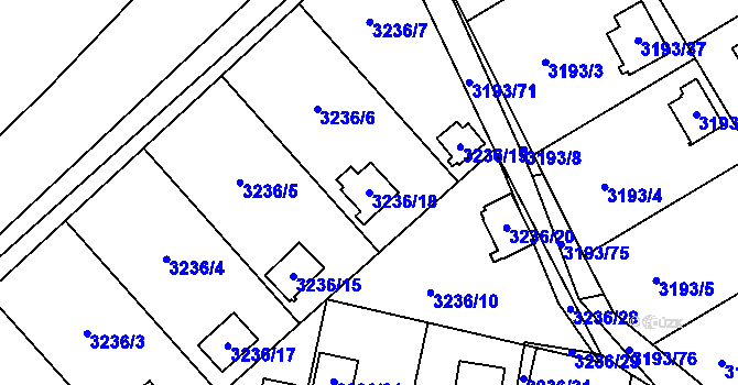 Parcela st. 3236/18 v KÚ Chotěboř, Katastrální mapa