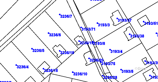 Parcela st. 3236/19 v KÚ Chotěboř, Katastrální mapa