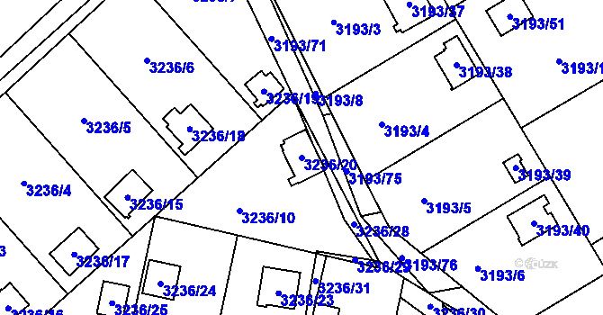 Parcela st. 3236/20 v KÚ Chotěboř, Katastrální mapa