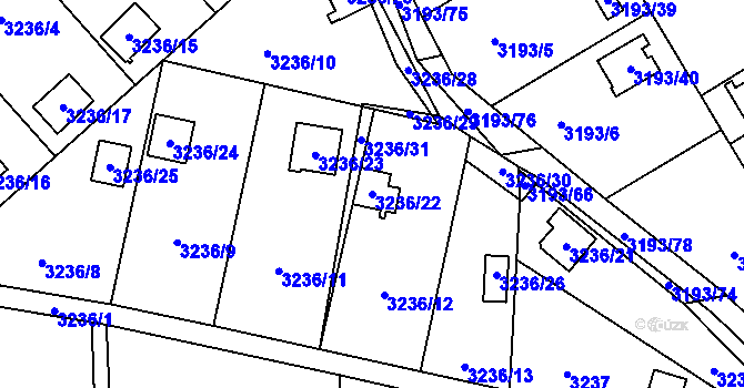 Parcela st. 3236/22 v KÚ Chotěboř, Katastrální mapa