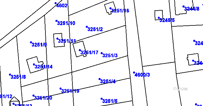 Parcela st. 3251/3 v KÚ Chotěboř, Katastrální mapa