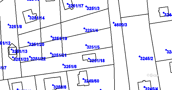 Parcela st. 3251/5 v KÚ Chotěboř, Katastrální mapa