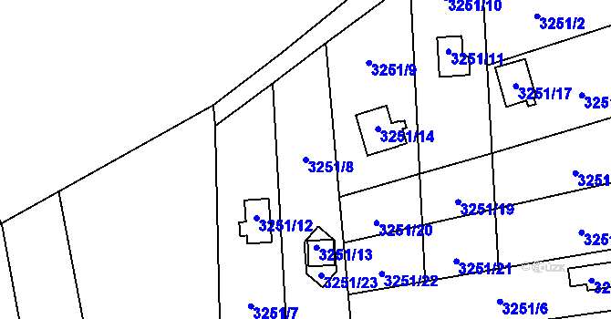 Parcela st. 3251/8 v KÚ Chotěboř, Katastrální mapa