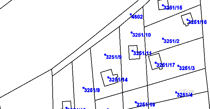 Parcela st. 3251/9 v KÚ Chotěboř, Katastrální mapa