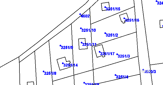 Parcela st. 3251/11 v KÚ Chotěboř, Katastrální mapa