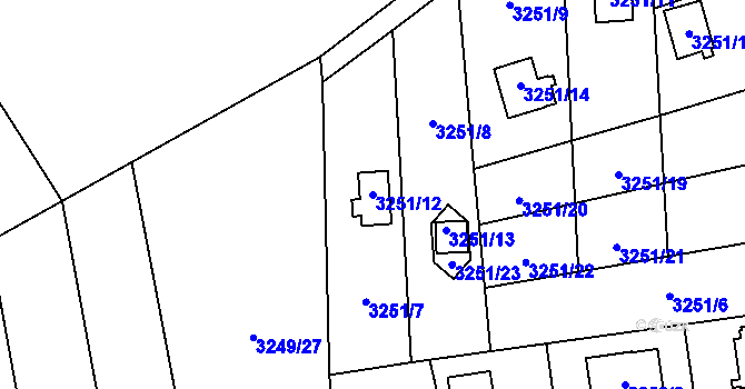 Parcela st. 3251/12 v KÚ Chotěboř, Katastrální mapa