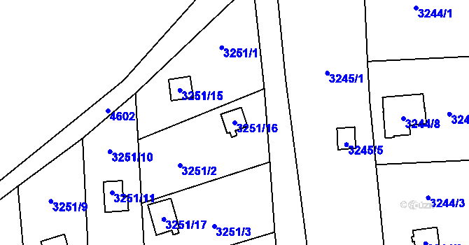 Parcela st. 3251/16 v KÚ Chotěboř, Katastrální mapa