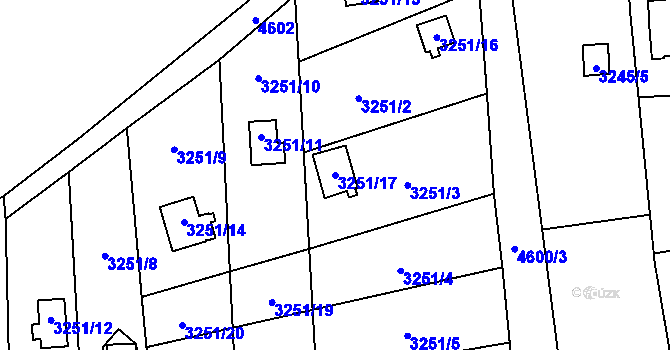 Parcela st. 3251/17 v KÚ Chotěboř, Katastrální mapa
