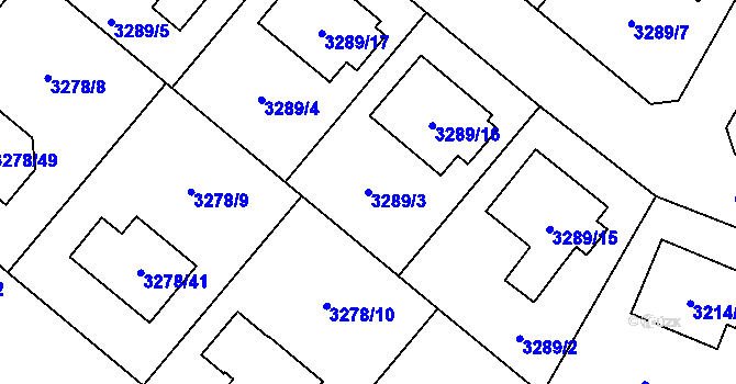 Parcela st. 3289/3 v KÚ Chotěboř, Katastrální mapa