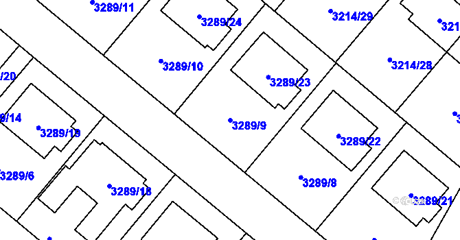 Parcela st. 3289/9 v KÚ Chotěboř, Katastrální mapa