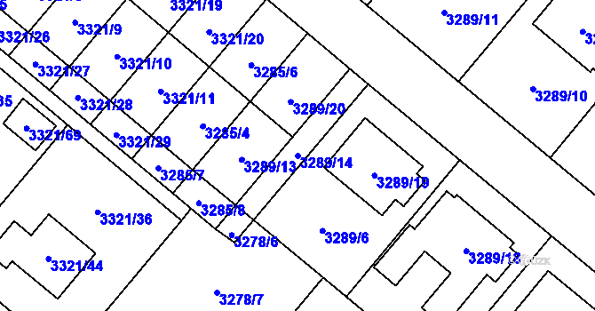 Parcela st. 3289/14 v KÚ Chotěboř, Katastrální mapa